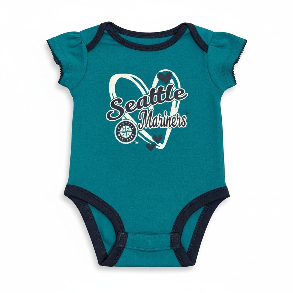 Seattle Mariners Girls MLB baseball bodysuitSize 0/3months,romper,summer,ruffles